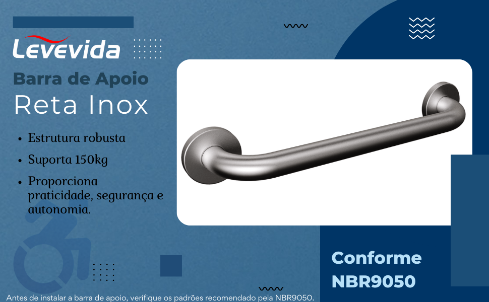 BARRA DE APOIO RETA INOX ESCOVADO